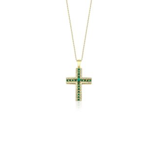 Emerald And Diamond Cross 0.45ct Neckalce