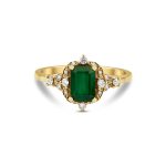 Midori - Vintage Inspired Emerald and Diamond Engagement