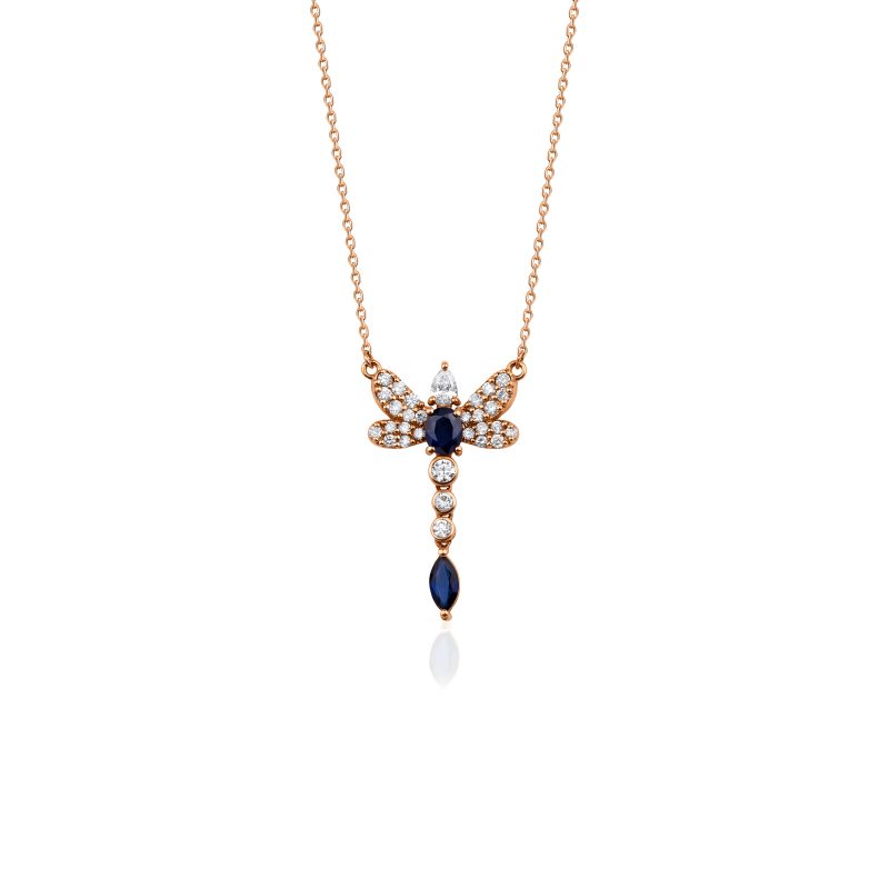 Anata - Diamond and Sapphire Dragonfly Necklace