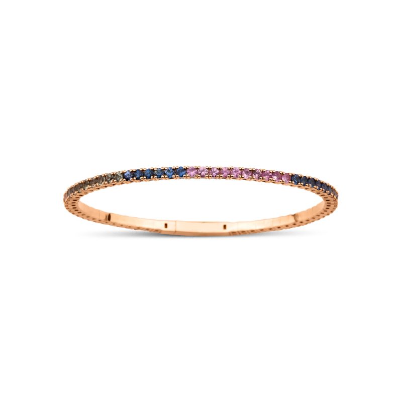 Yuse - Multicolor Rainbow Sapphire Elastic Tennis Bracelet