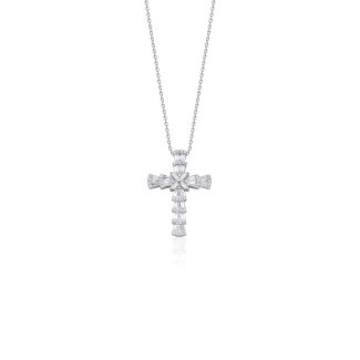 Hikari - Baguette Diamond Cocktail Cross Necklace