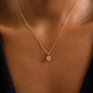 Dainty Pink Sapphire And  0.35ct Diamond Necklace