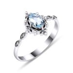 Vintage Aquamarine and 0.37ct Diamond Ring