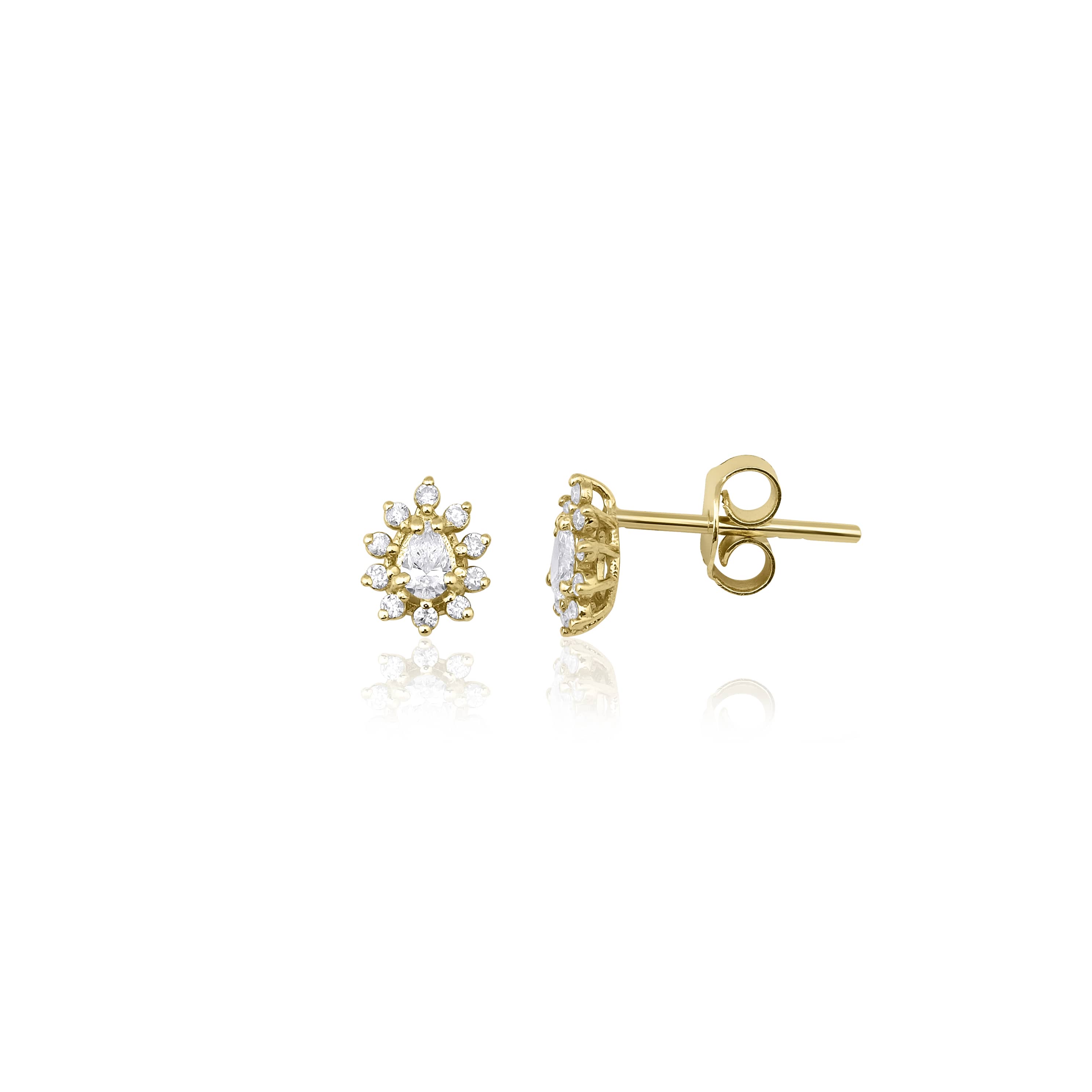 Solid Gold Pear 0.30ct Diamond Stud Earrings