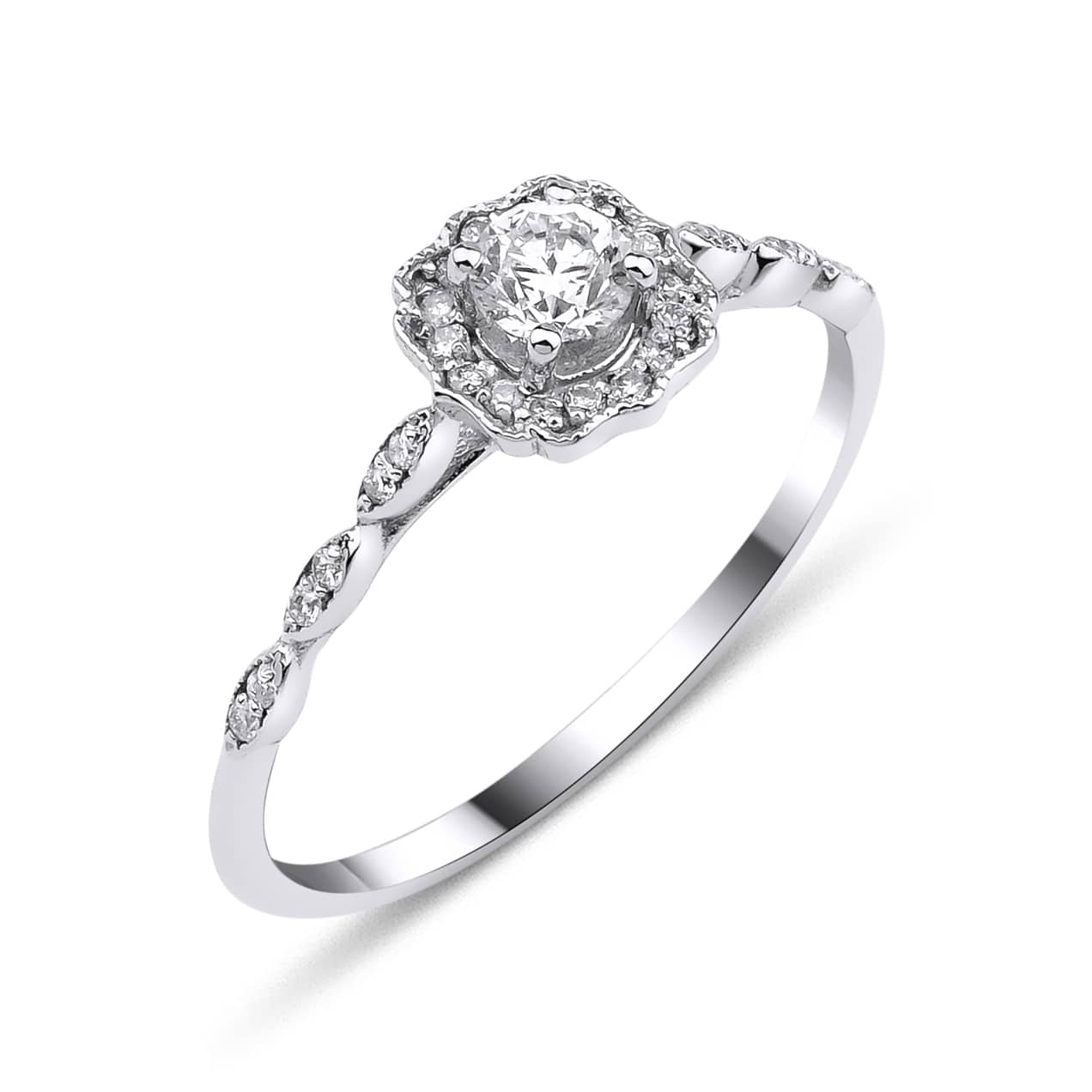 Vintage Inspired 0.34ct Diamond Engagement Ring