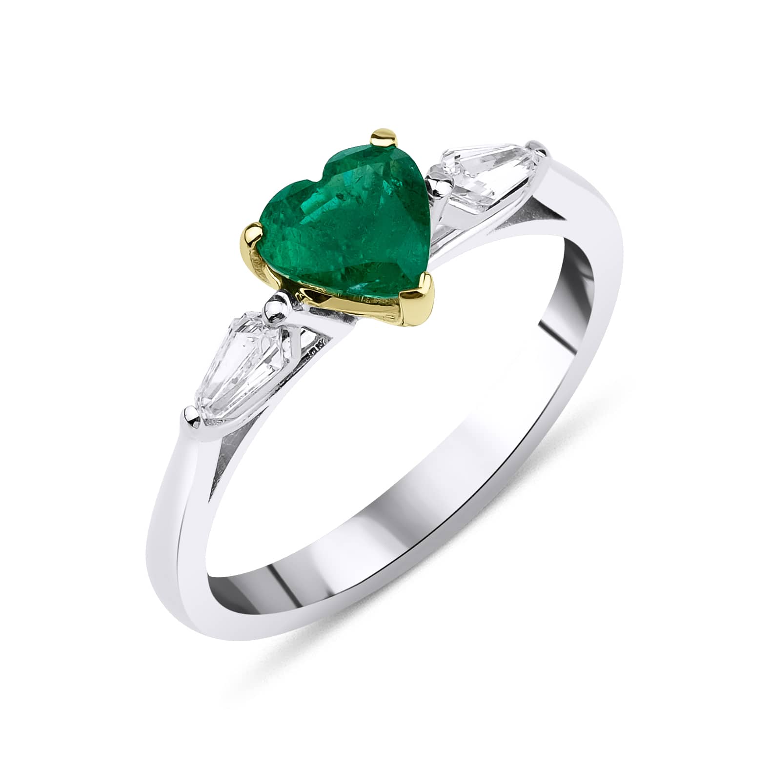 Heart Emerald And 1.15ct Diamond Ring