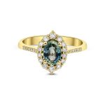 Teal Sapphire And Diamond Halo 1.42ct Ring