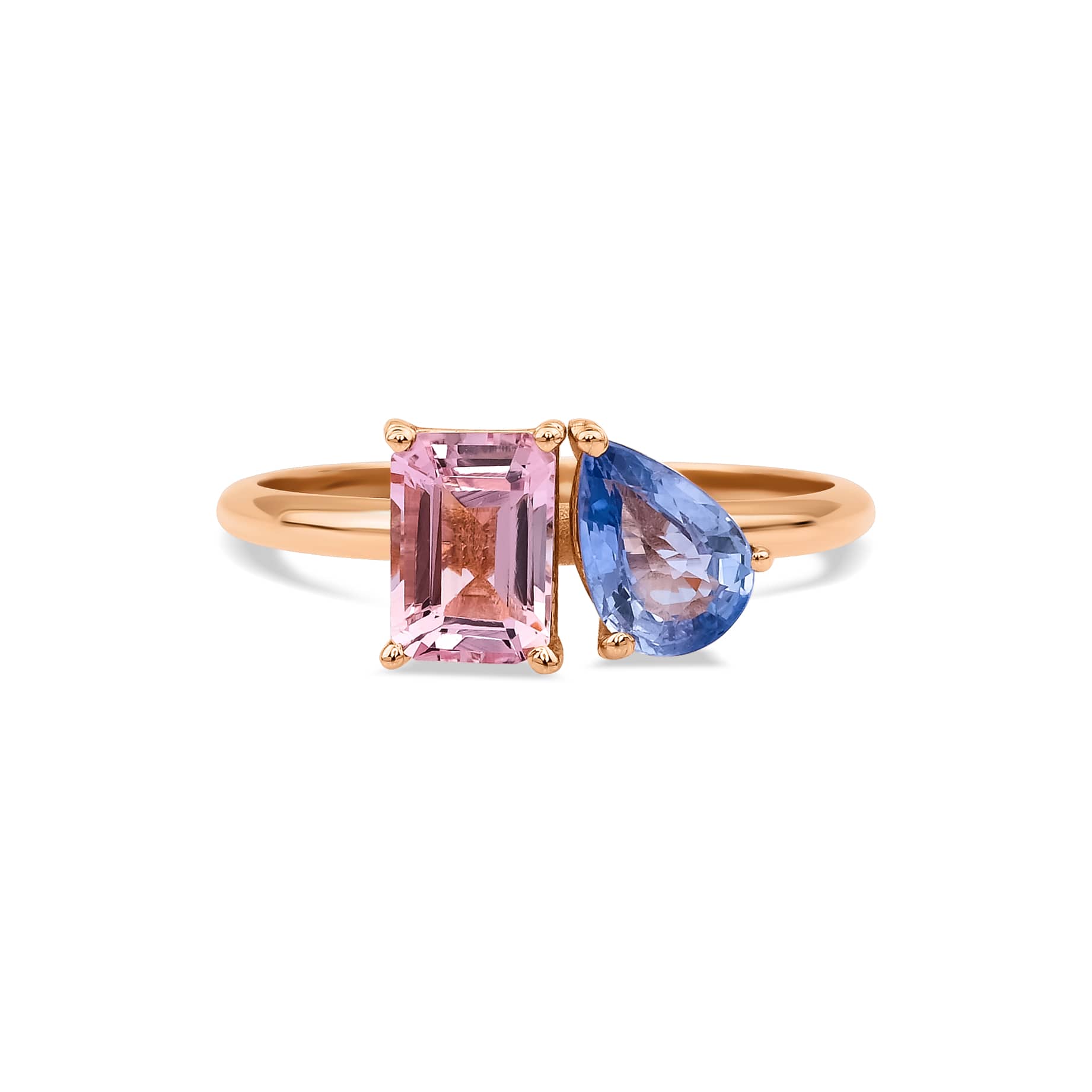 Morganite And Sapphire Moi Et Toi 1.42ct Ring