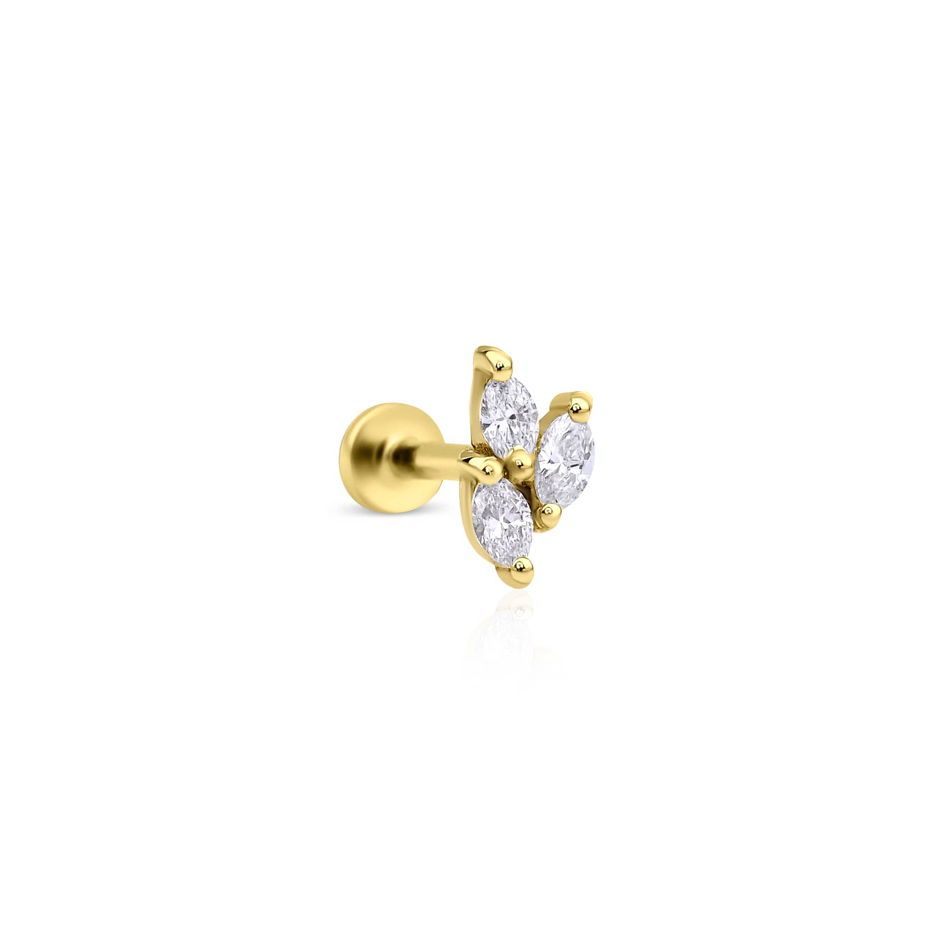 Marquise Diamond And Solid Gold 0.11ct Piercing