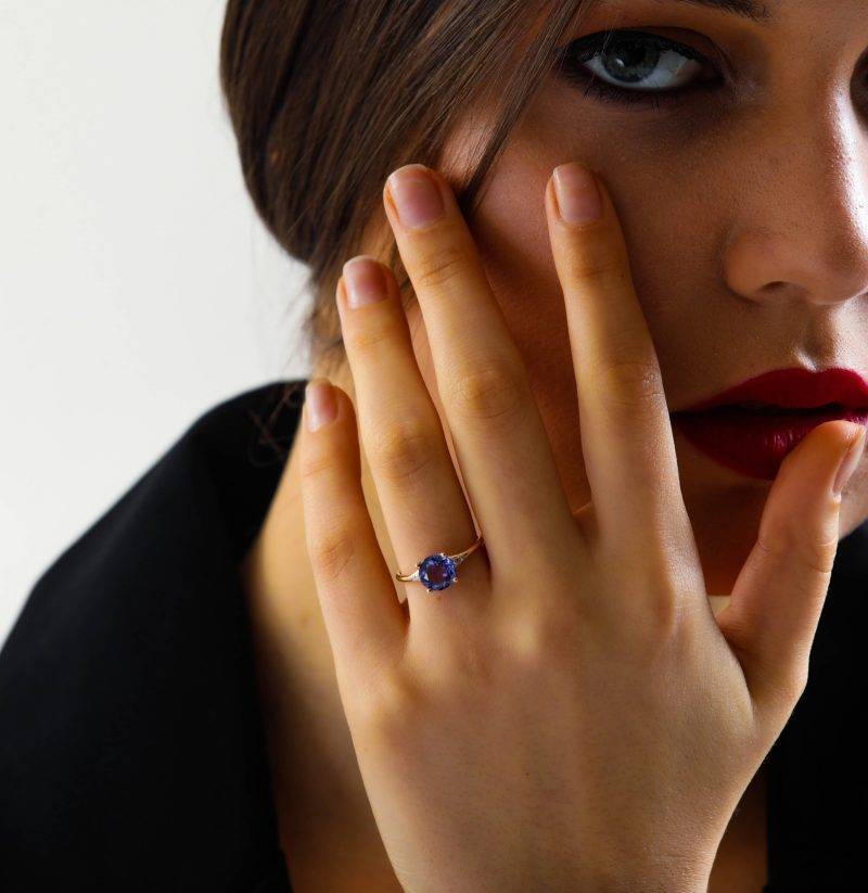 Tanzanite And Diamond 1.71 ct Engagement Ring