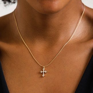 Dainty Diamond 0.12ct Celtic Cross Necklace