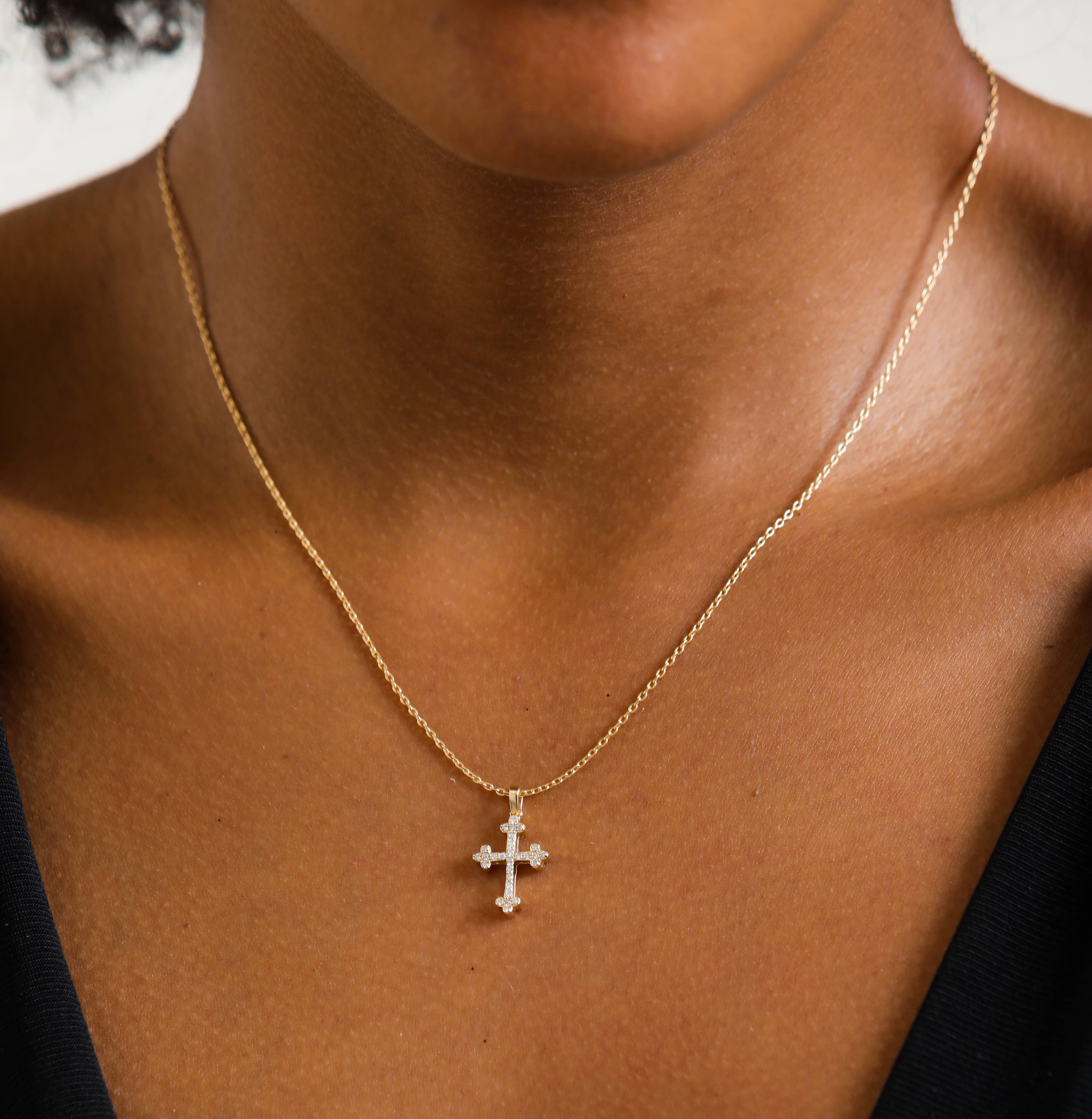 Dainty Diamond 0.12ct Celtic Cross Necklace