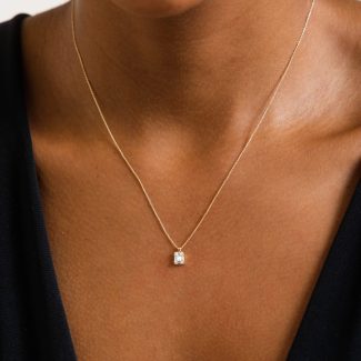 Dainty Baguette 0.15ct Diamond Cluster Necklace