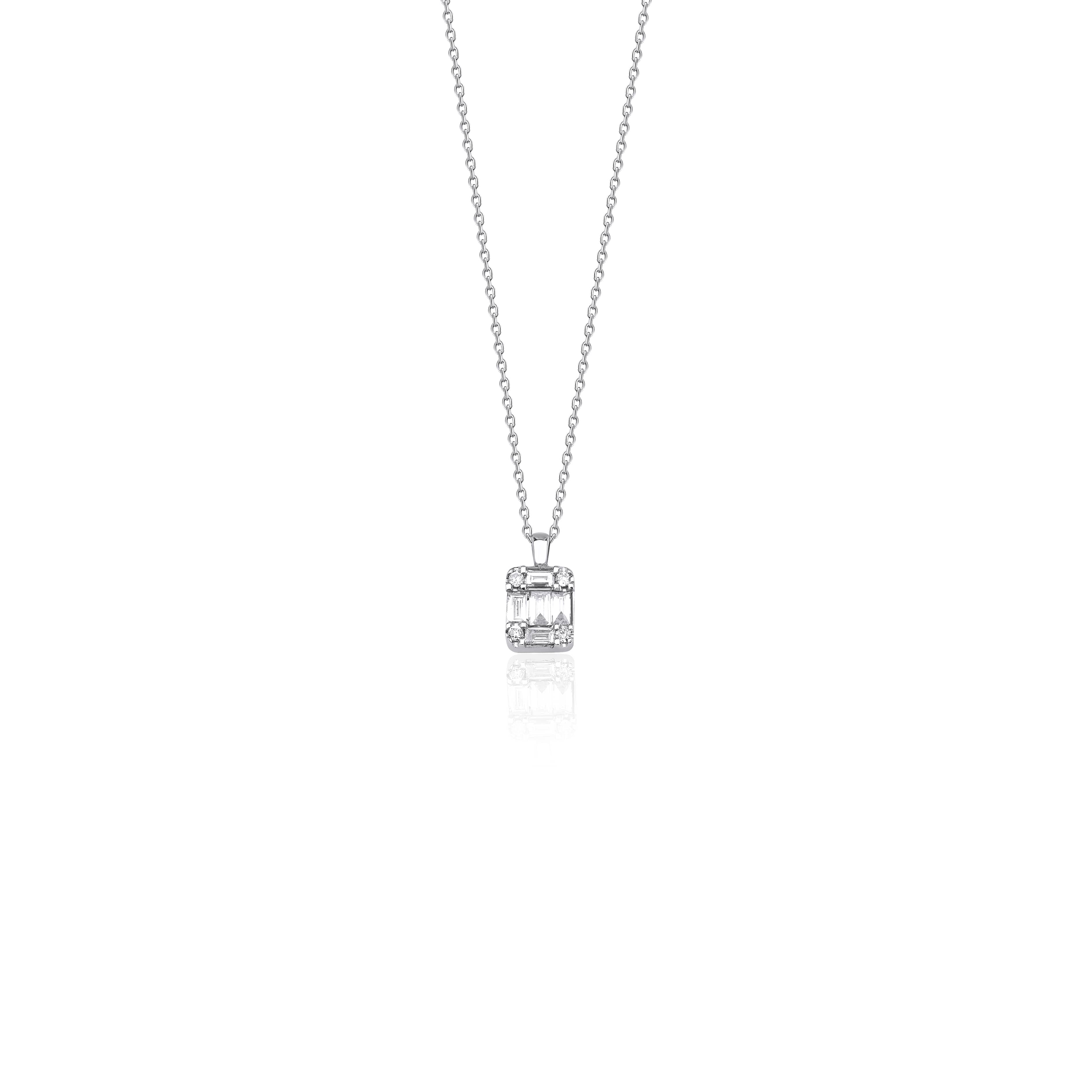 Dainty Baguette 0.15ct Diamond Cluster Necklace