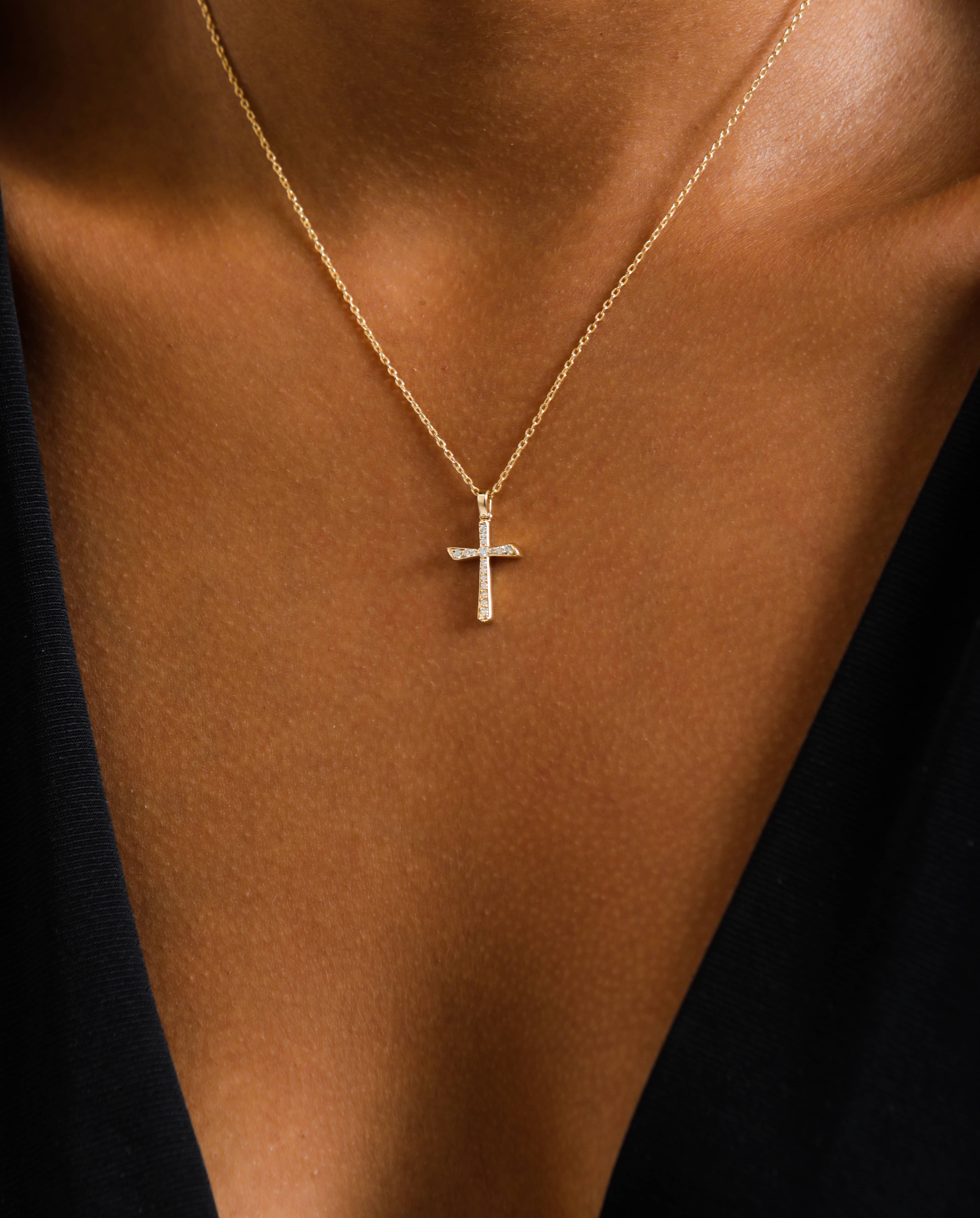 Dainty 0.12ct Diamond Cross Necklace