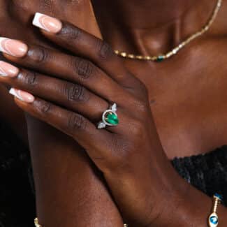 Pear Emerald And Diamond Tria 2.28ct Ring