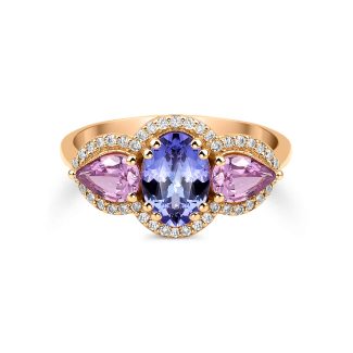 Tanzanite And Pink Sapphire Tria 2.57ct Ring