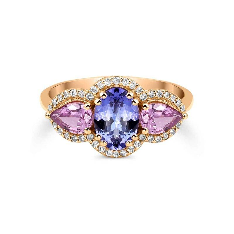 Tanzanite And Pink Sapphire Tria 2.57ct Ring