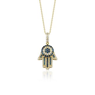 Sapphire and Diamond 1.15ct Hamsa Necklace