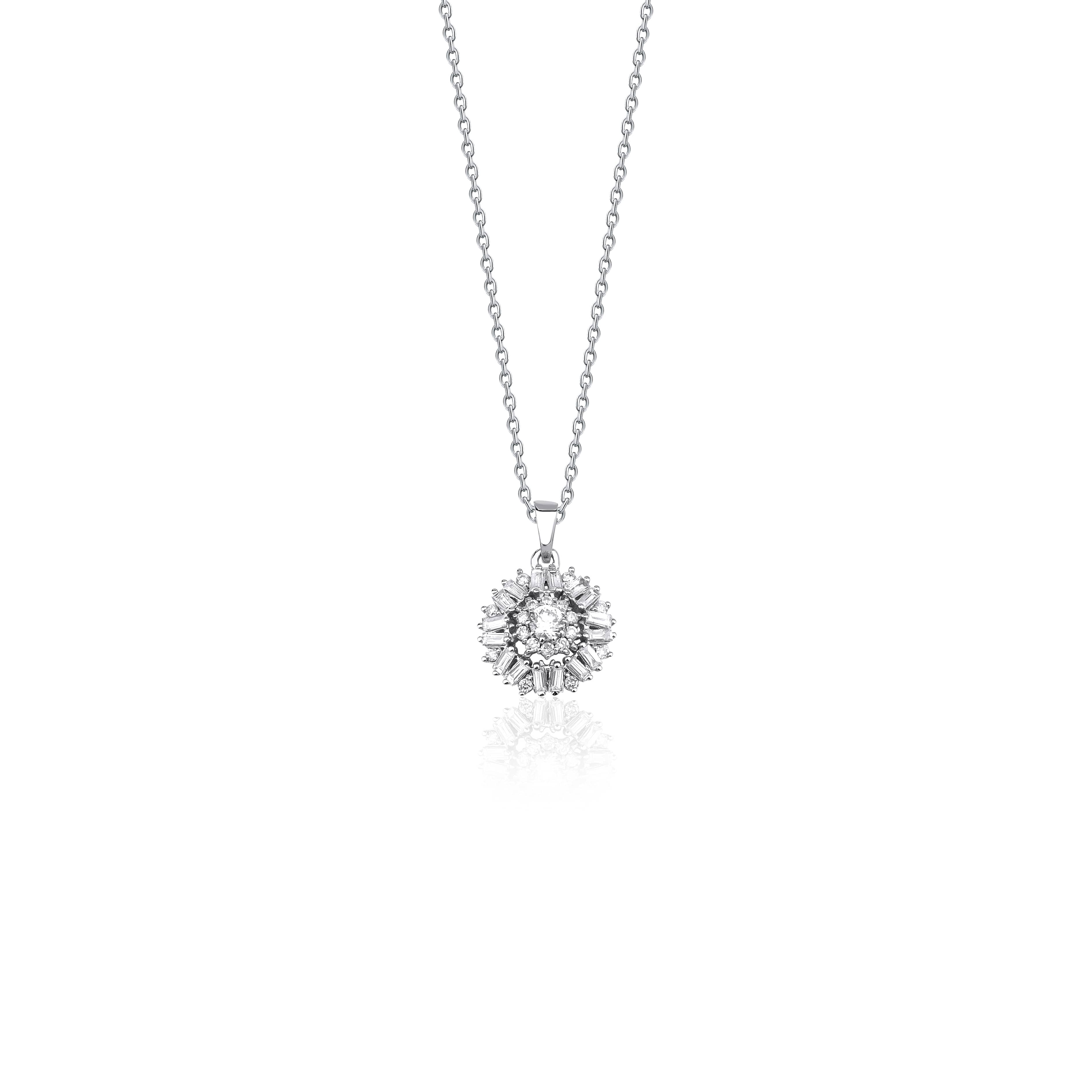 Dainty Baguette Diamond Cluster 0.46ct Necklace