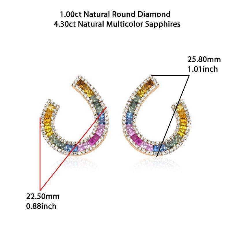 Multicolor 5.30ct Sapphire And Diamond Earrings