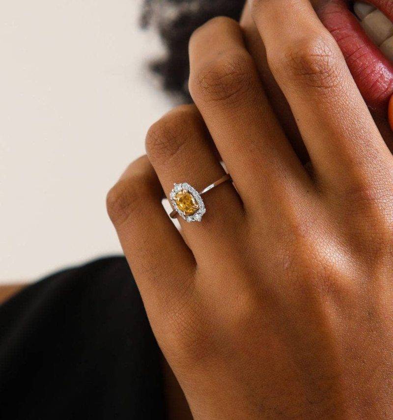 Fancy Oval Yellow Diamond 0.92ct Ring