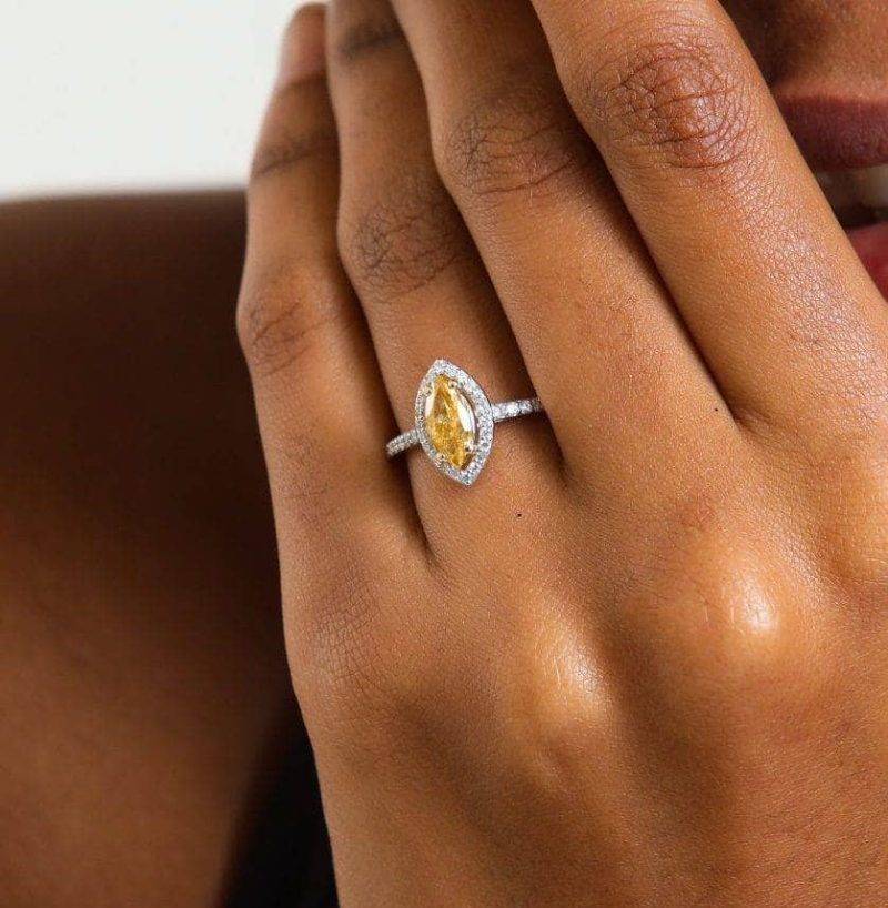 Fancy Yellow Diamond Engagement 1.08ct Ring