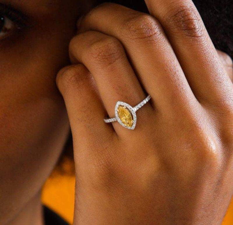 Fancy Yellow Diamond Engagement 1.08ct Ring