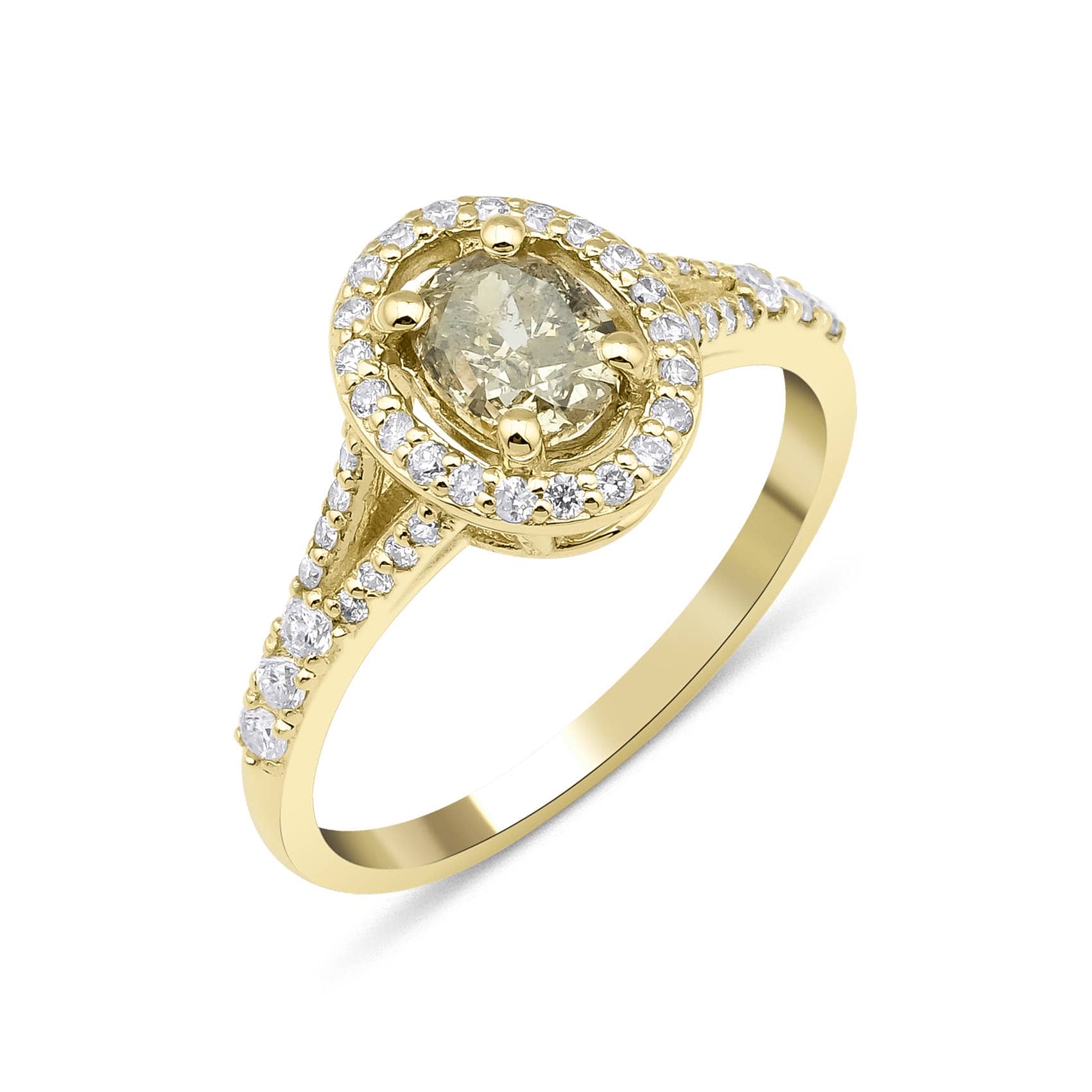 Greenish Fancy Yellow Diamond 1.08ct Ring