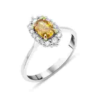 Fancy Oval Yellow Diamond 0.92ct Ring