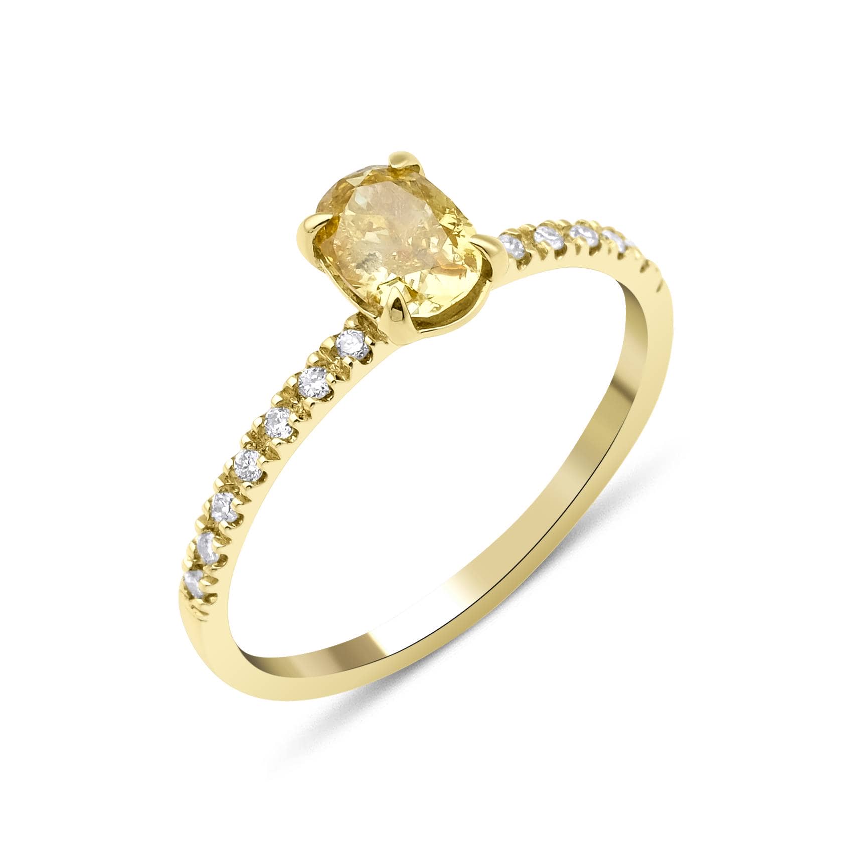Fancy Yellow Diamond Engagement 0.81ct Ring