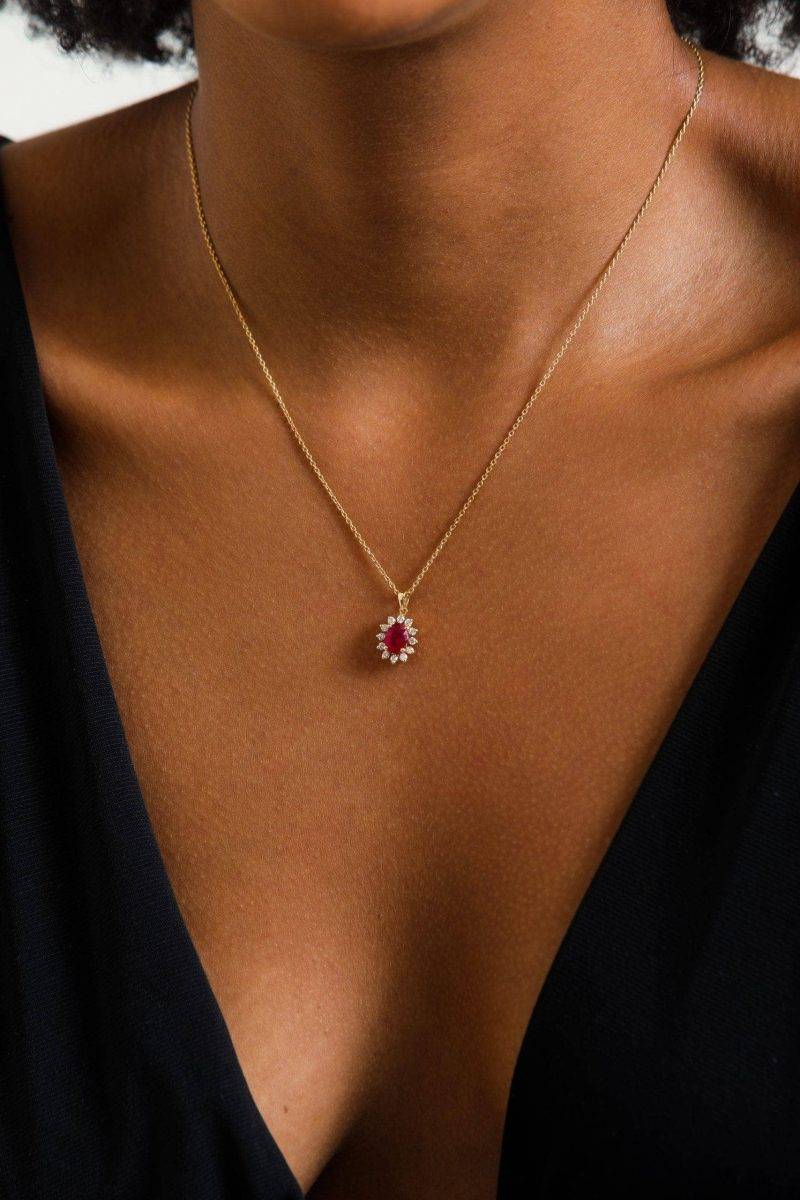 Ruby And Diamond 0.98ct Necklace