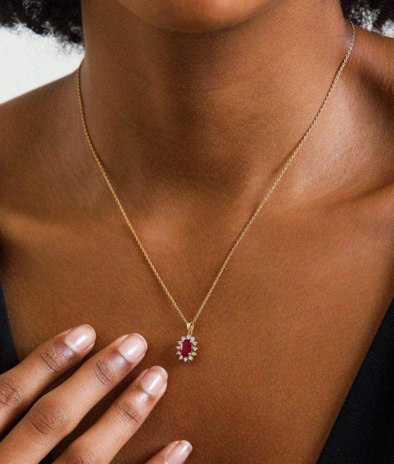 Ruby And Diamond 0.98ct Necklace