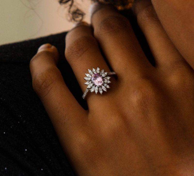 Pink Sapphire And Diamond 0.97ct Ring