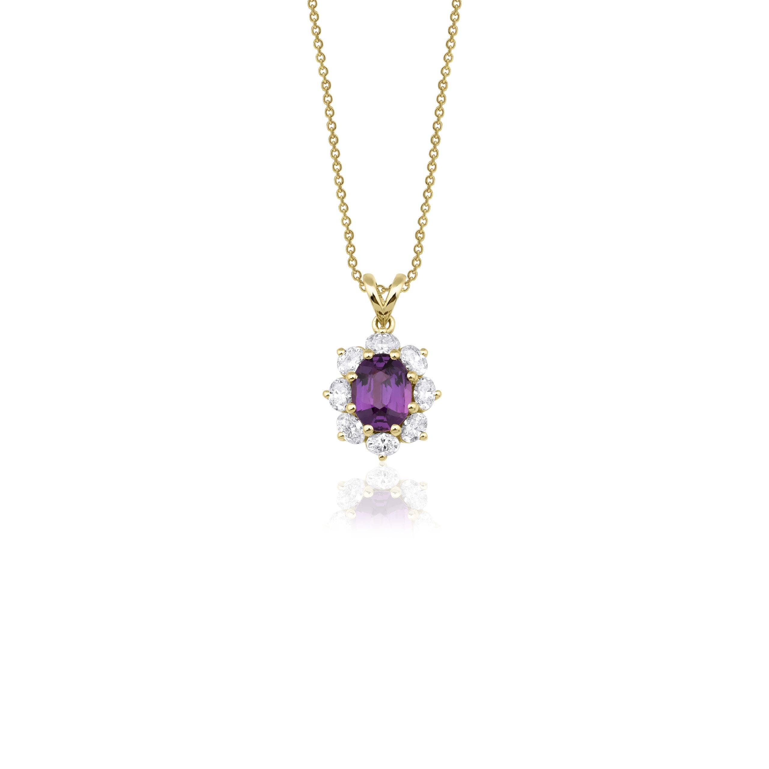 Purple Sapphire And Diamond 0.70ct Necklace