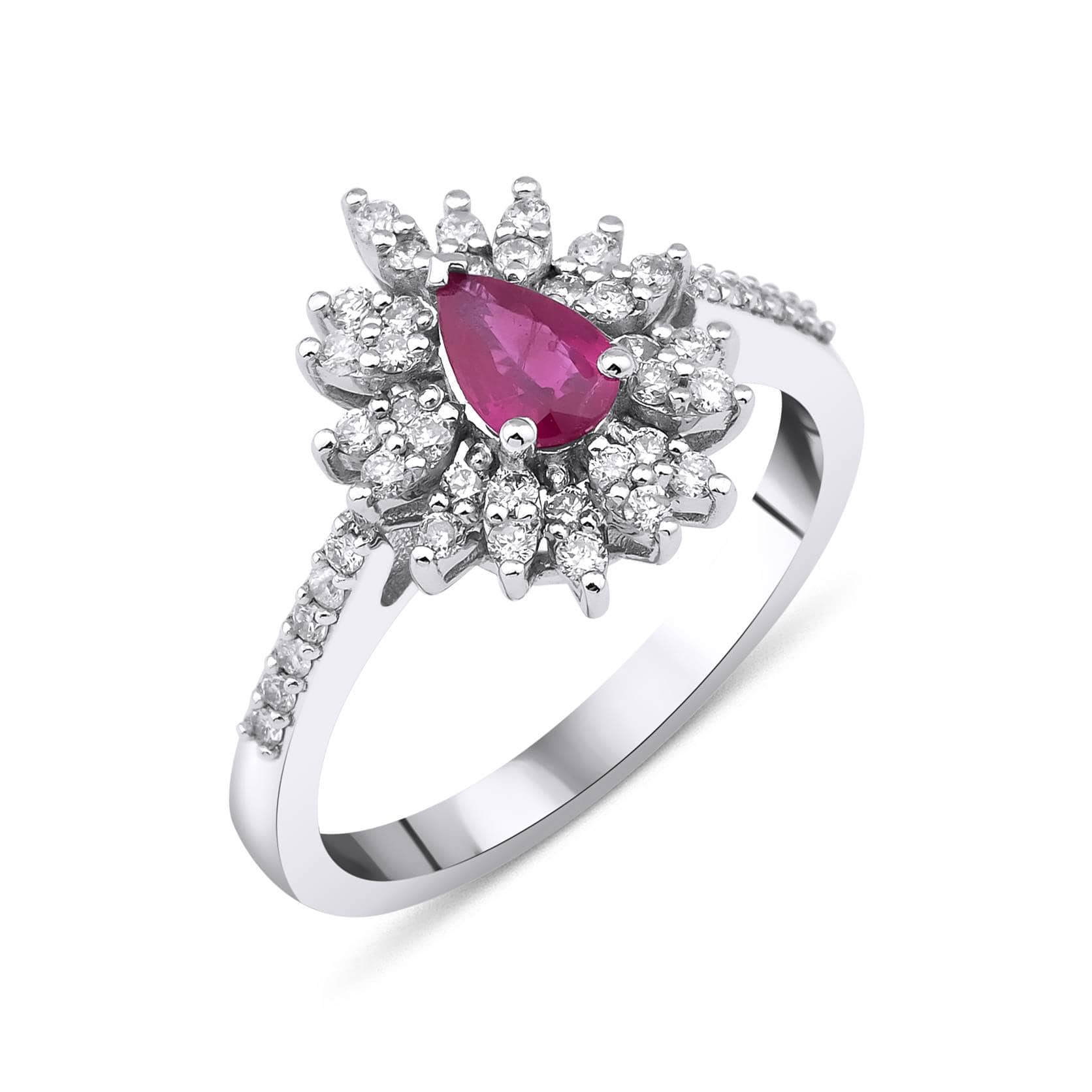 Ruby And Diamond Flower 0.83ct Ring