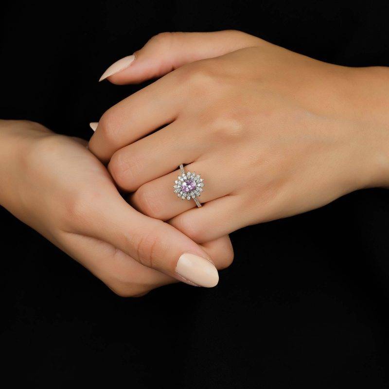 Pink Sapphire And Diamond 0.97ct Ring