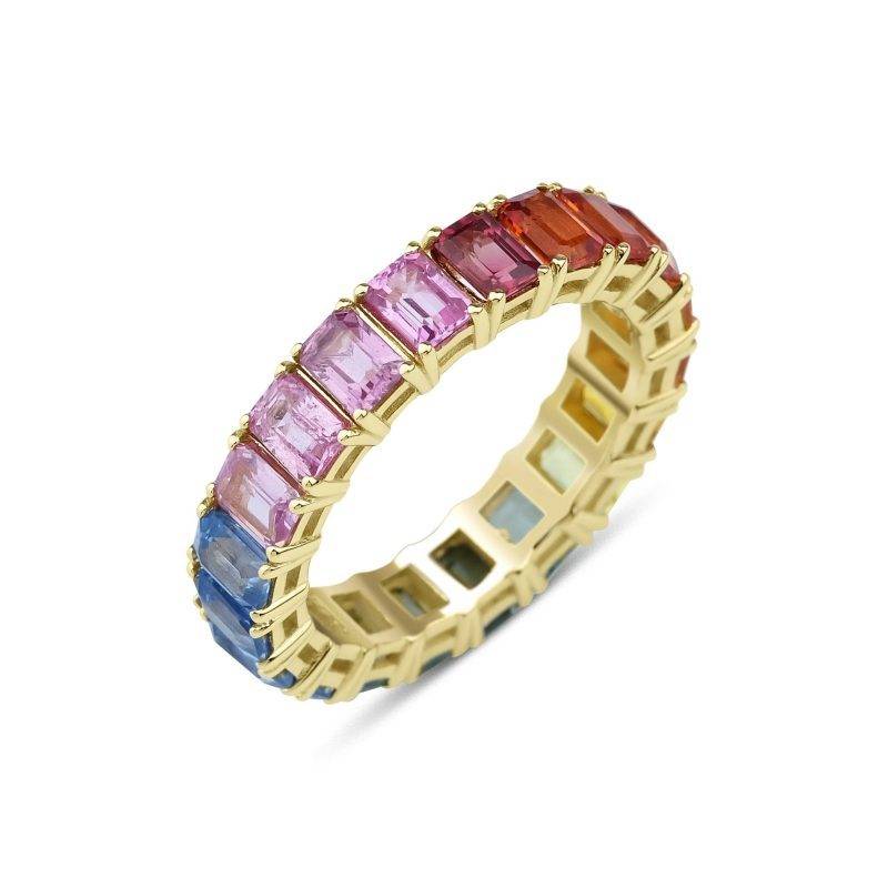 Rainbow Sapphire Eternity 5.57ct Band