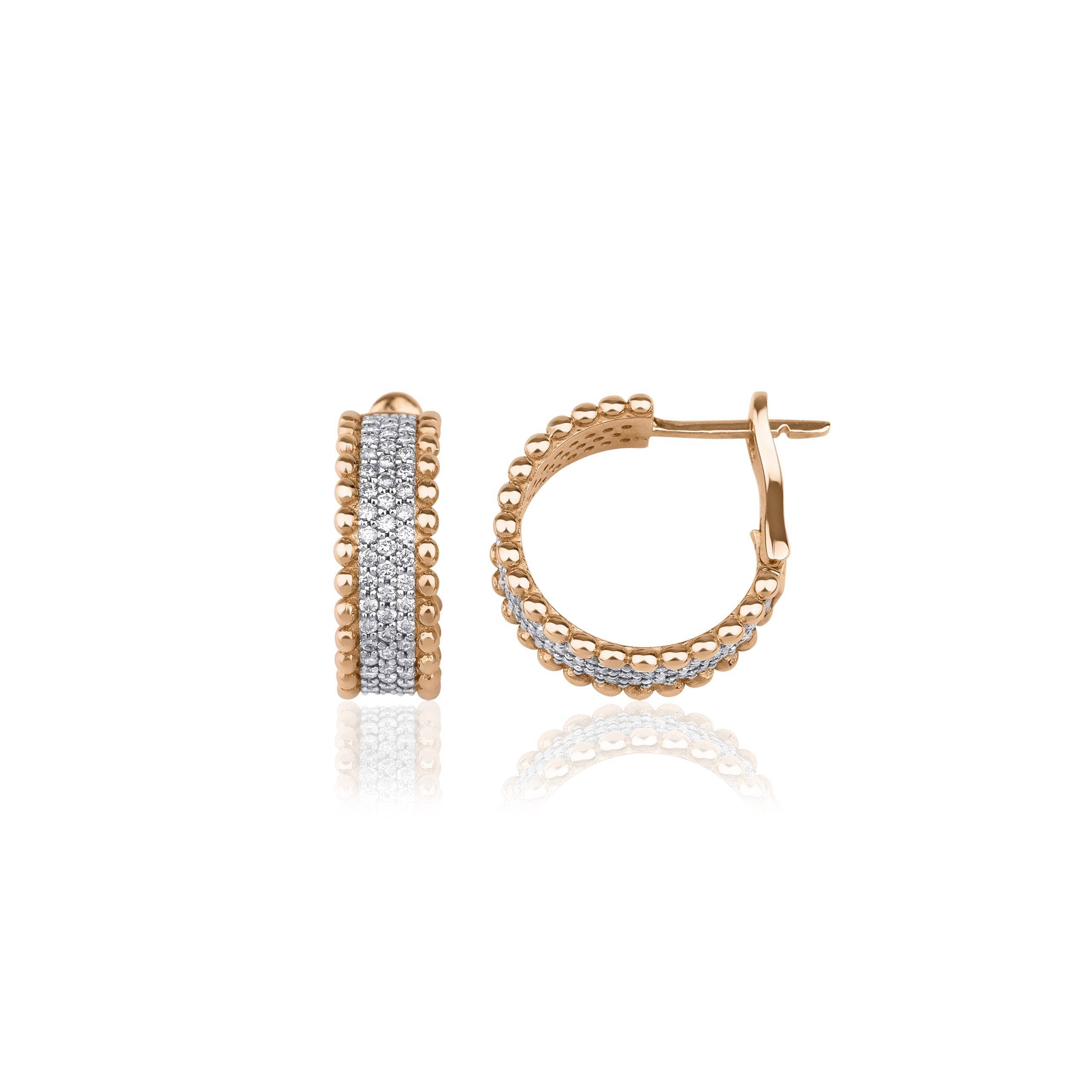 Three Row Micro Pave 1.07ct Diamond And Solid Gold Huggie Hoops