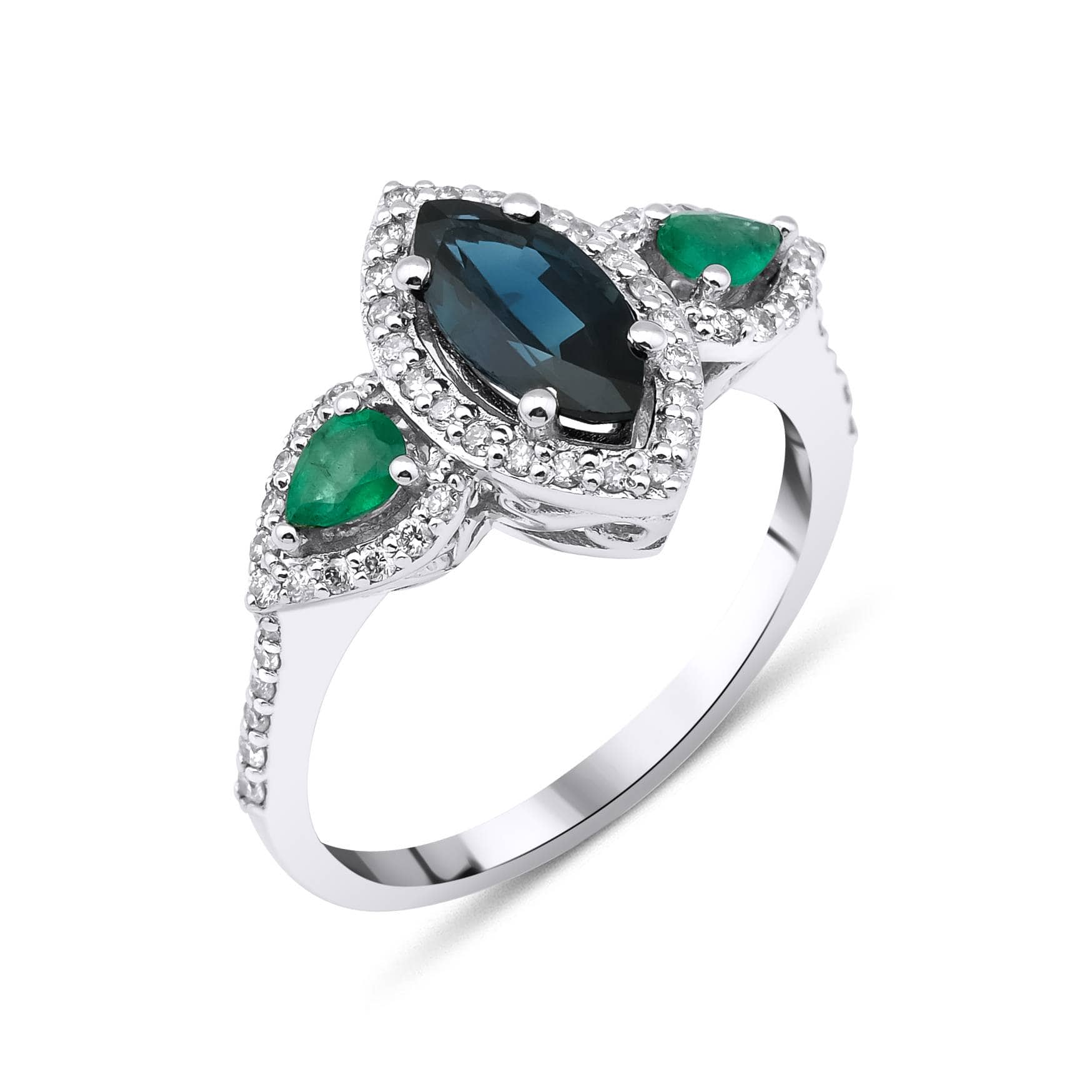 Sapphire And Emerald Contrast Diamond 1.63ct Ring