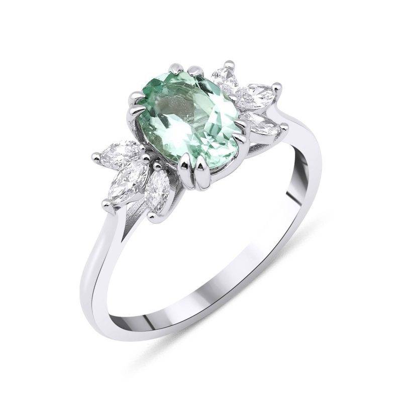 Mint Green Tourmaline And Diamond 1.20ct Ring