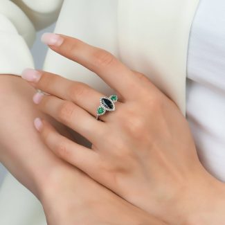 Sapphire And Emerald Contrast Diamond 1.63ct Ring