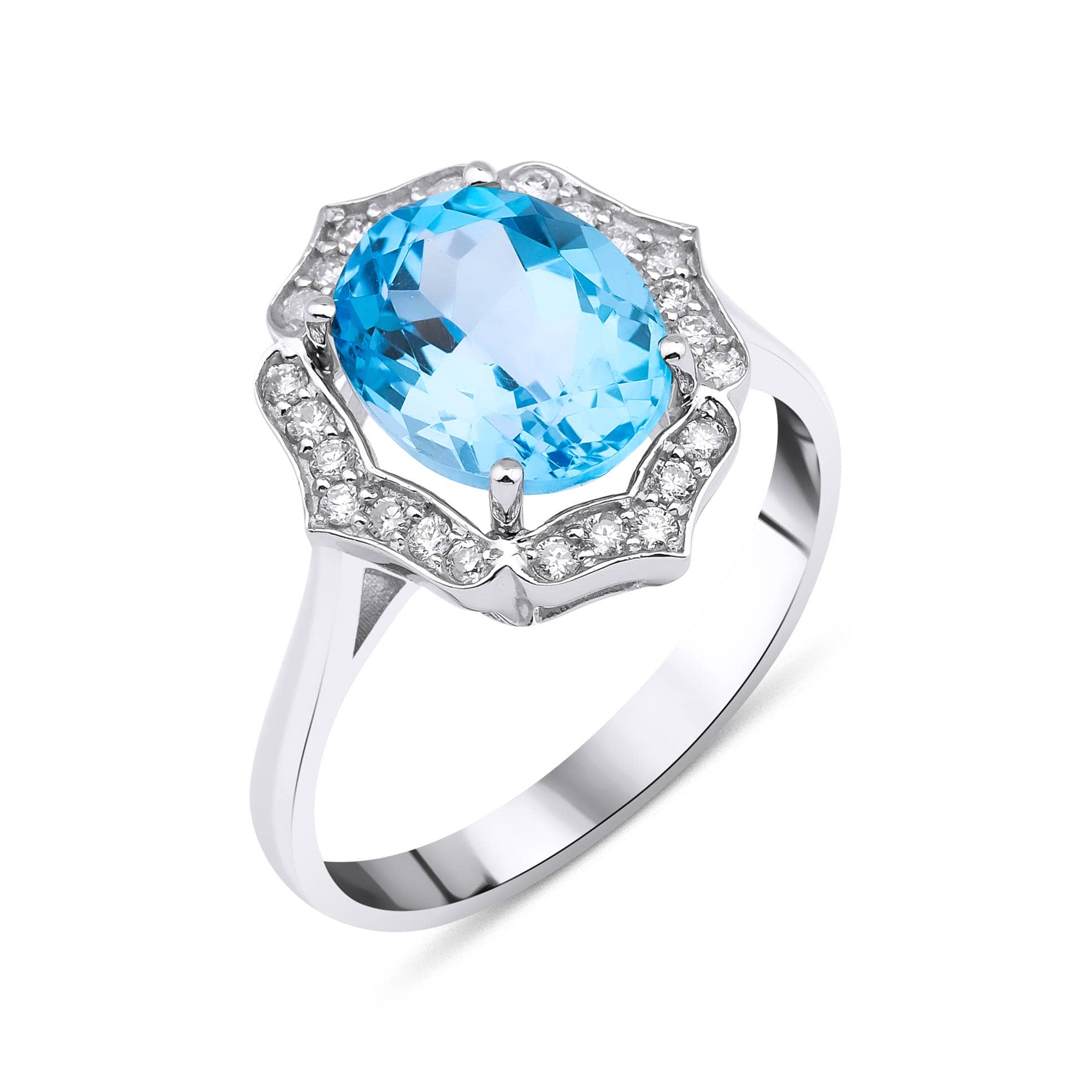 Blue Topaz Vintage Diamond 3.47ct Ring