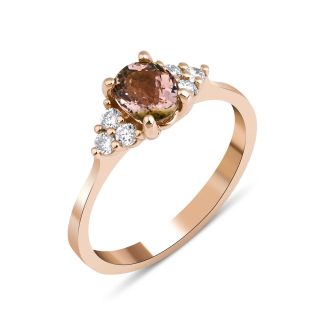 Watermelon Tourmaline And Diamond 0.82ct Ring