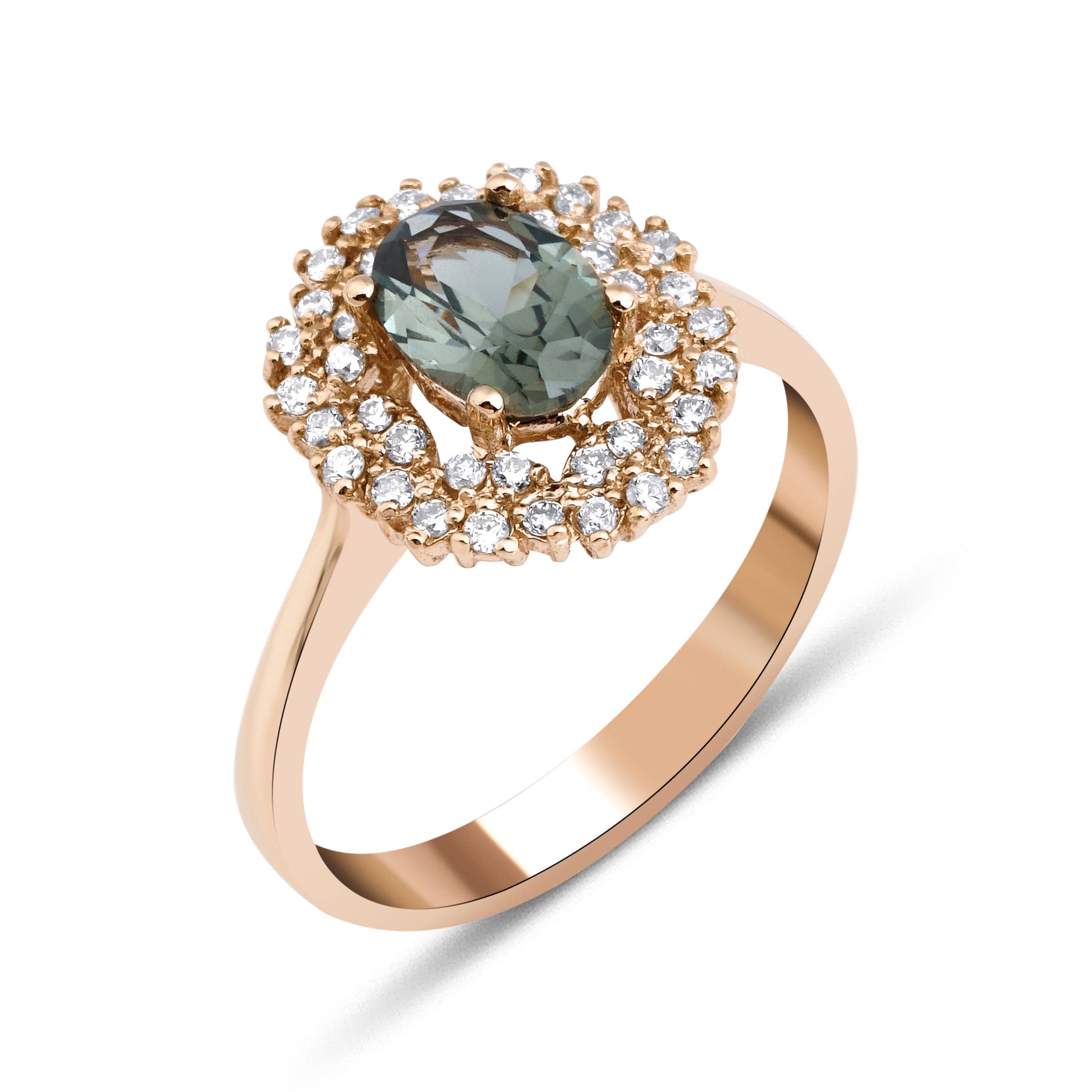 Green Tourmaline And Diamond 0.90ct Ring