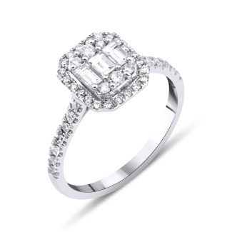 Baguette Diamond Cluster 0.70ct Ring