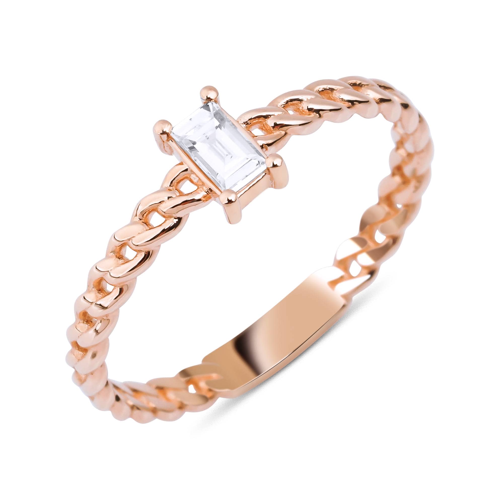 Baguette Diamond Solid Chain 0.15ct Ring