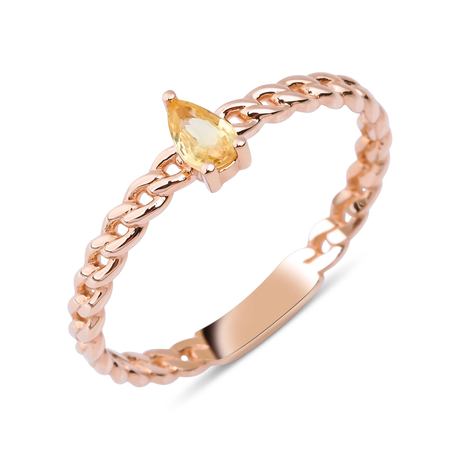 Yellow Sapphire Solid Chain 0.40ct Ring