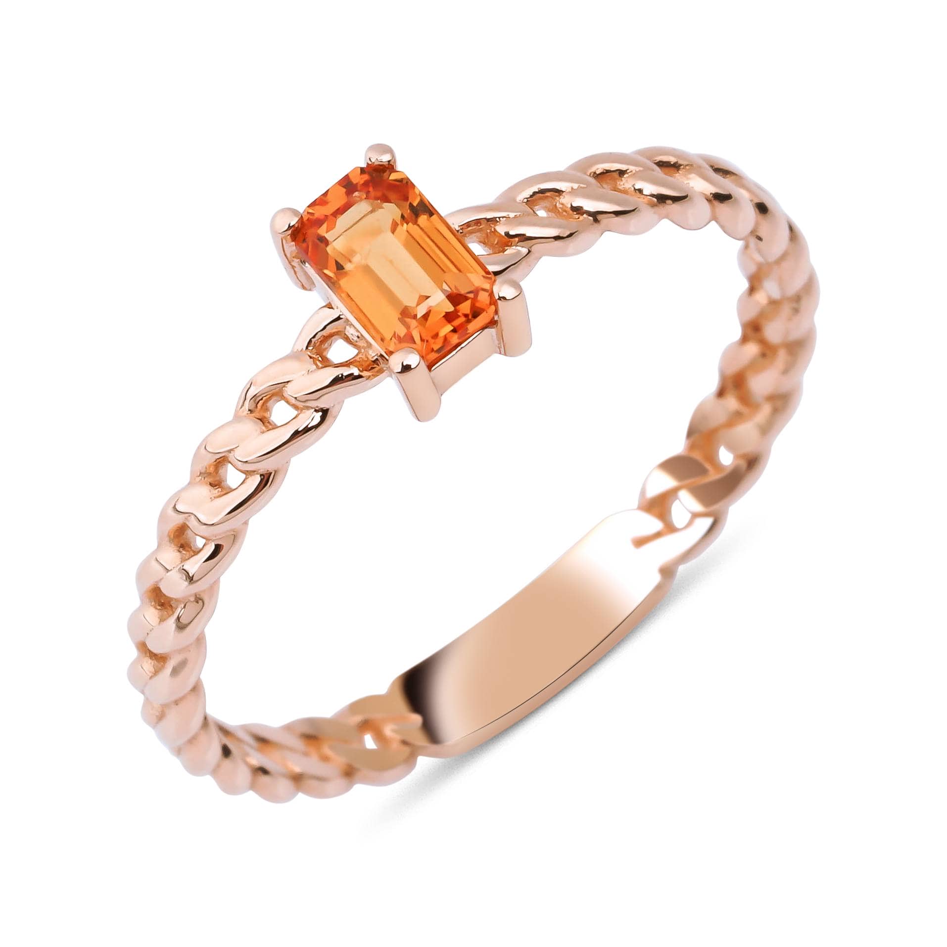 Orange Sapphire Solid Chain 0.40ct Ring