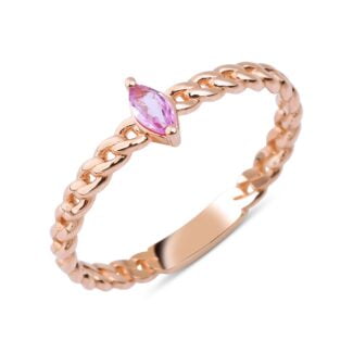 Pink Sapphire Solid Chain 0.35ct Ring